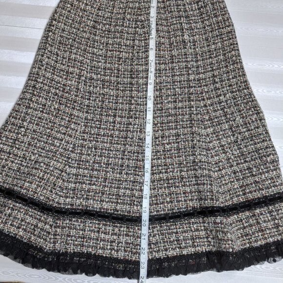 Cynthia Steffe Skirt Women Size 2 Wool Blend Tweed Circle Lace Trim - Picture 7 of 8